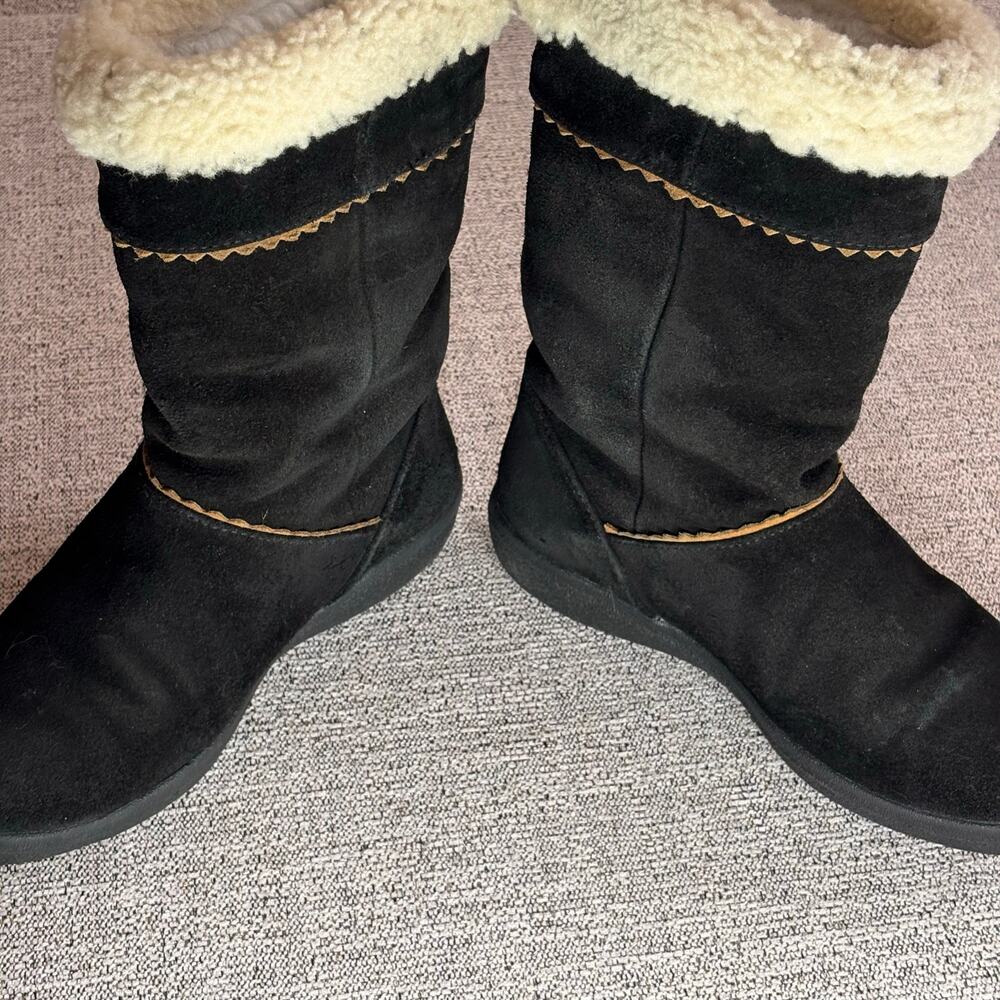 Tecnica Winter Boots Women's Black Suede Furry Top Italian Zippered Side 7 - Picture 5 of 8